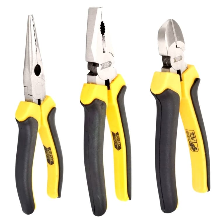 Alicate Universal 8" | Alicate Bico 6" Meia Cana | Alicate Corte Diagonal 6" - Fertak