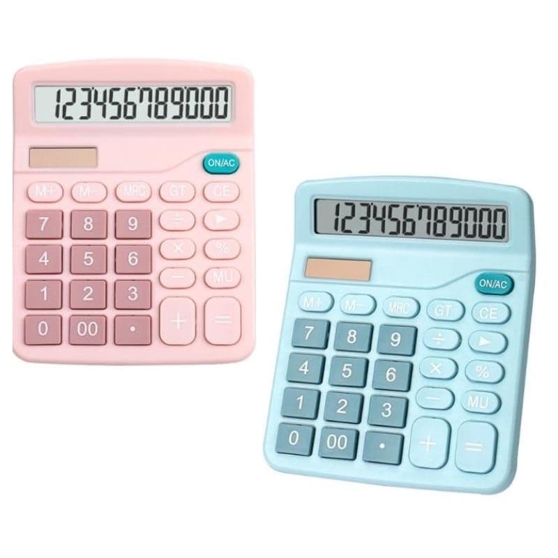 Calculadora 12 dígitos Azul e Rosa para escritório e comércio 6352