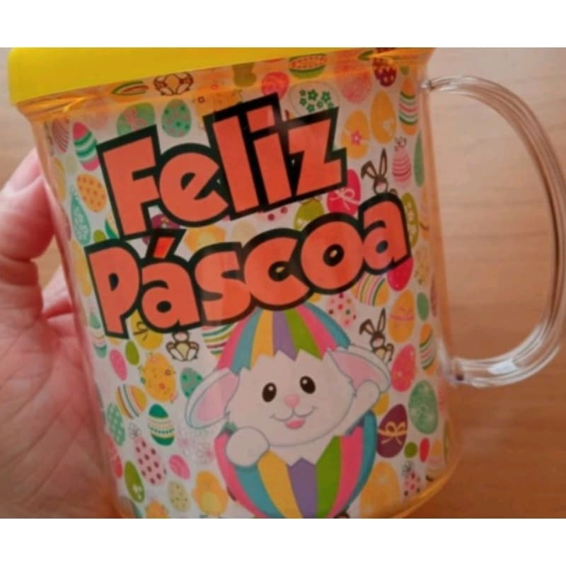 Caneca acrílica rosqueável personalizada pascoa