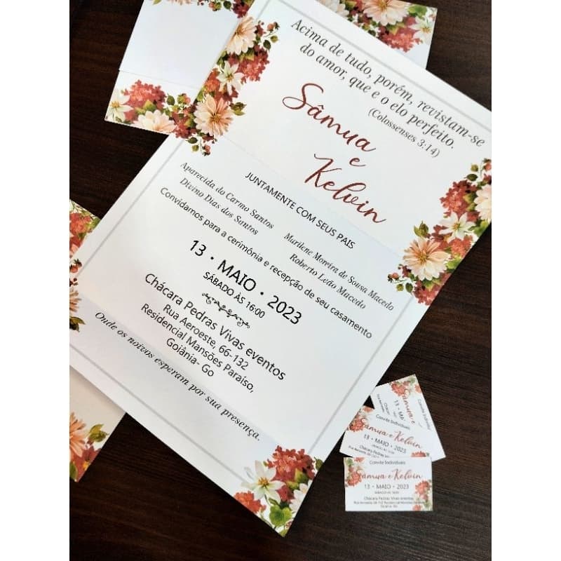 50 convite de casamento marsala floral