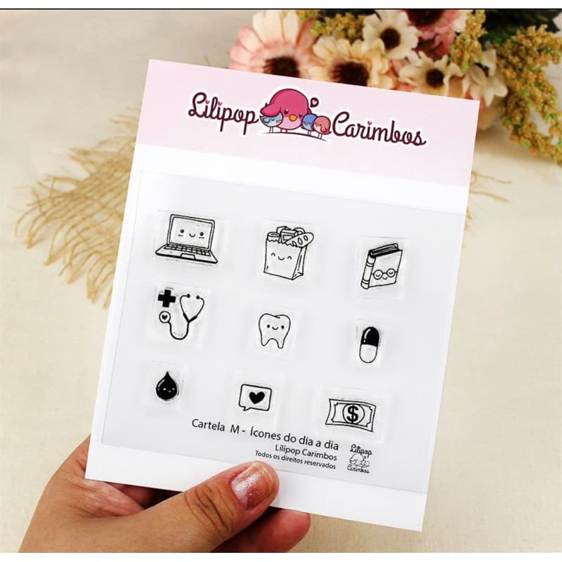 Carimbo ícones do dia a dia planner lilipop carimbos