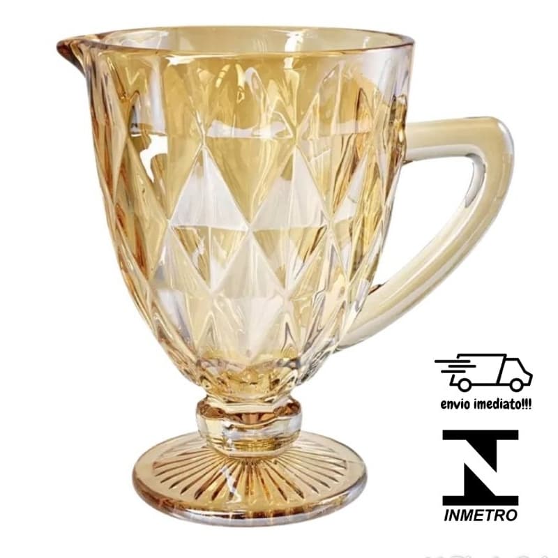 Jarra de Vidro Bico Abacaxi Âmbar Tipo Suqueira Elegante