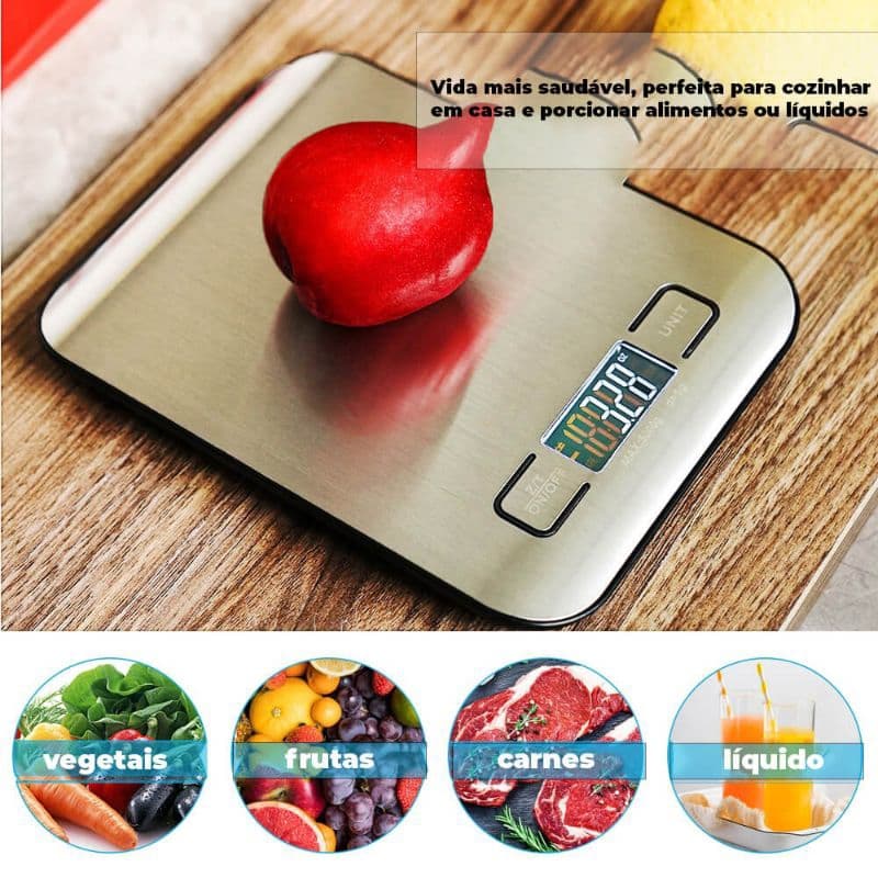 Balança De Cozinha Com Display LCD 1g Aço inoxidável