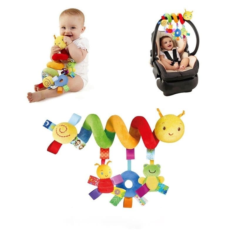 móbile espiral pelúcia centopéia para carrinho de bebê berço e bebê conforto mobile chocalho