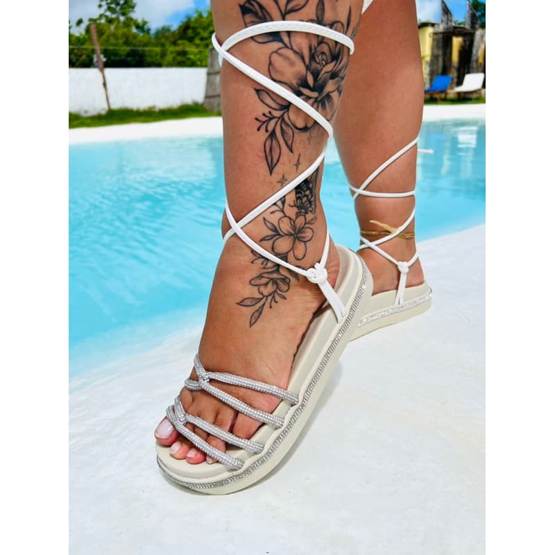 Sandália birk feminina sola alta flatform alta birk de pedraria (BIANCA)