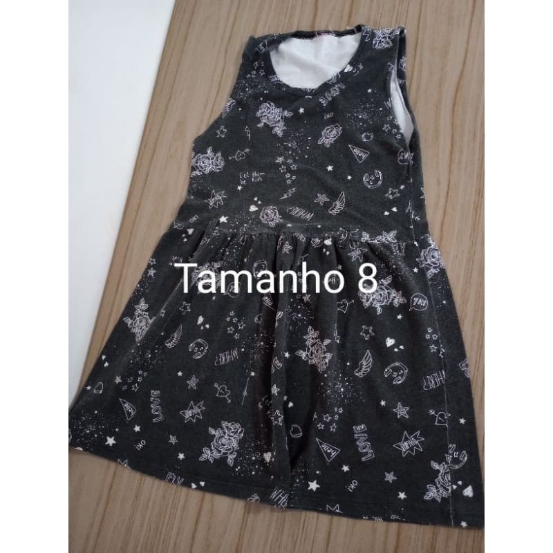 Vestido estampado preto 8 anos - desapego