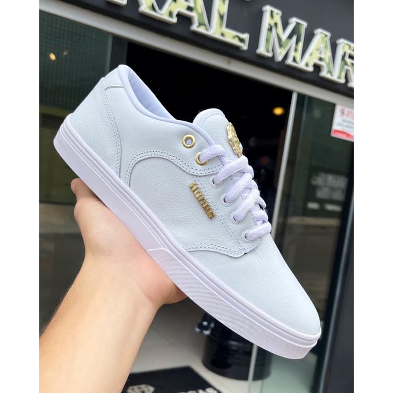 Tênis Hocks De Skatista Montreal White Gold Branco Dourado Couro