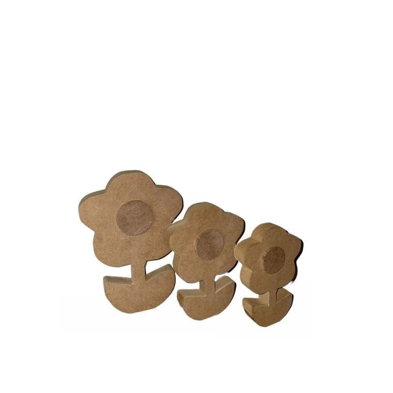 TRIO DE APLIQUE SEM PINTURA FLORES COM MIOLO