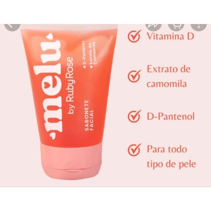 Sabonete Líquido para o Rosto Melu Ruby Rose Limpeza Profunda para Todos Tipos de Pele