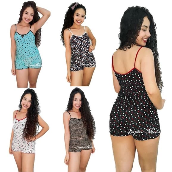 Kit 10 Baby Doll Pijama Short Doll Revenda Ligante Atacado Sacoleira P-M-G-GG