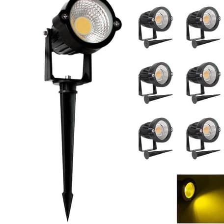 Kit  4 Luminária Espeto Jardim 7w Led Cob Branco Quente