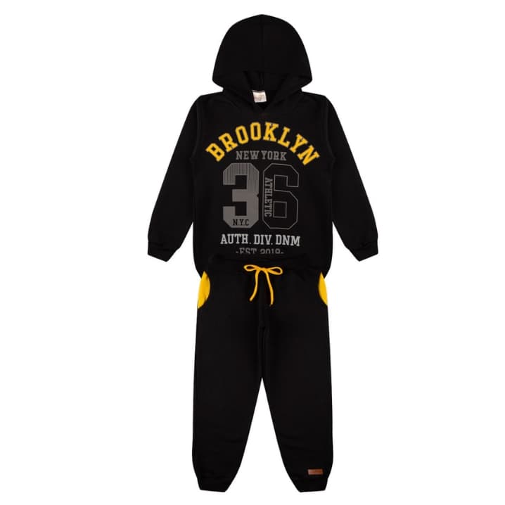 Conjunto Infantil Menino Premium em Moletom com Calça e Casaco com Touca 4 ao 10 anos