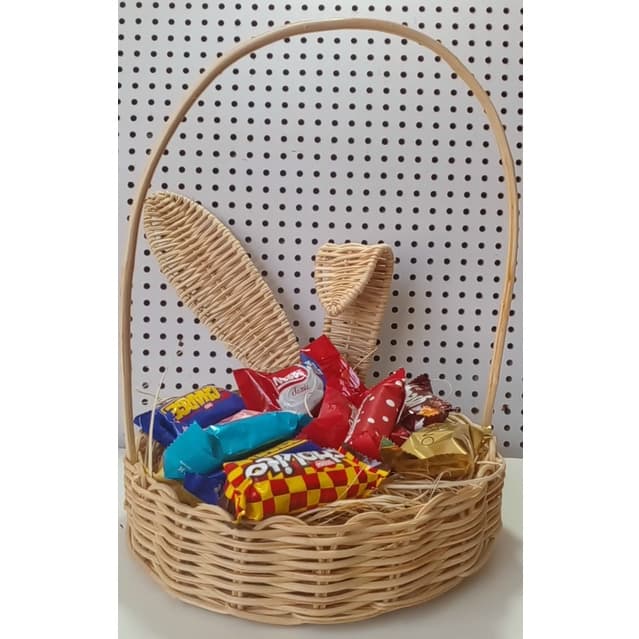 CESTO COM ALÇA | CESTO PÁSCOA | FIBRA NATURAL | CESTO DECORATIVO - 20 cm diâmetro - com orelhas