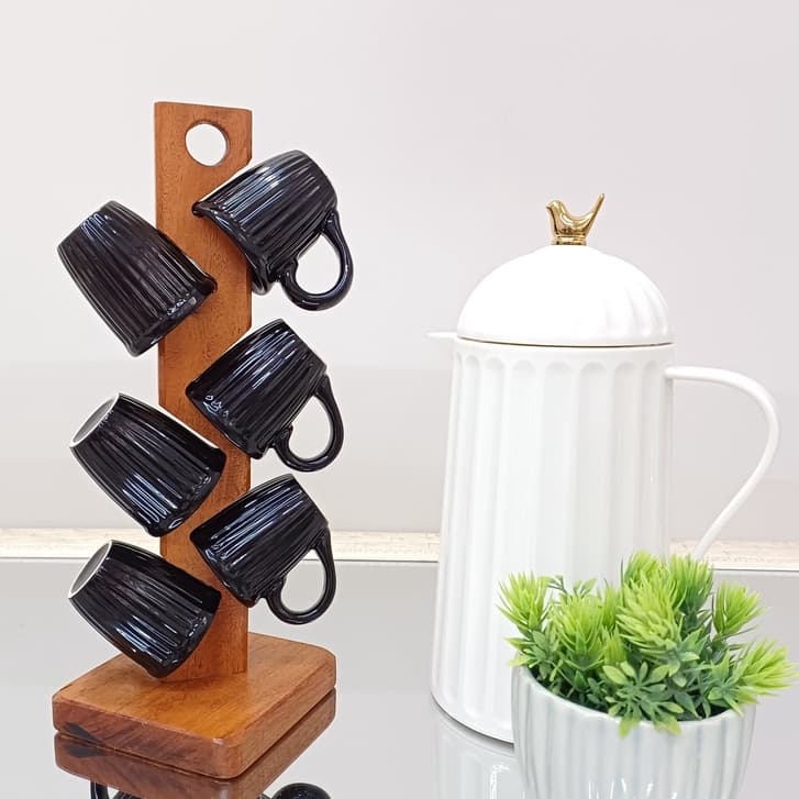 Conjunto de 6 Xícaras Chicara Caneca De Cerâmica/Porcelana Para Café Leite Chá 70ML + Suporte Pedestal Para Xícaras  Temos linha lisa ou decorada em varias cores: Preto Preta Branca, Rosa, Vermelha. Jogo de Xicara Para o Cantinho do Café ou do Chá