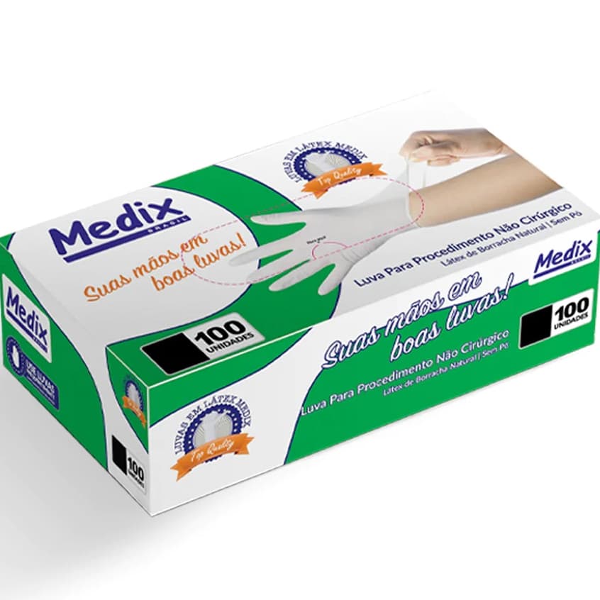 Luva Látex Sem Pó Caixa C/ 100un - Medix-Descarpack-Lalan