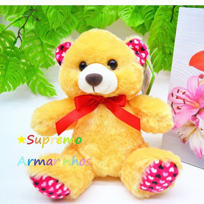 Urso De Pelúcia 21cm Macio Fofinho Com Laço Para Presente