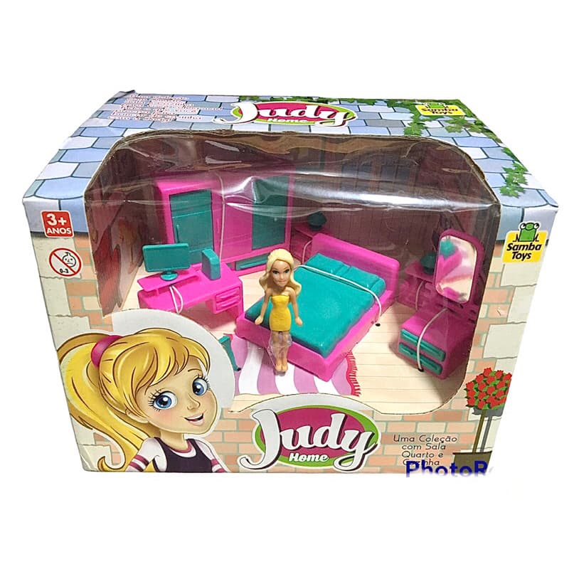 Judy Home Brinquedo de Boneca com Cama Armário Computador Quarto