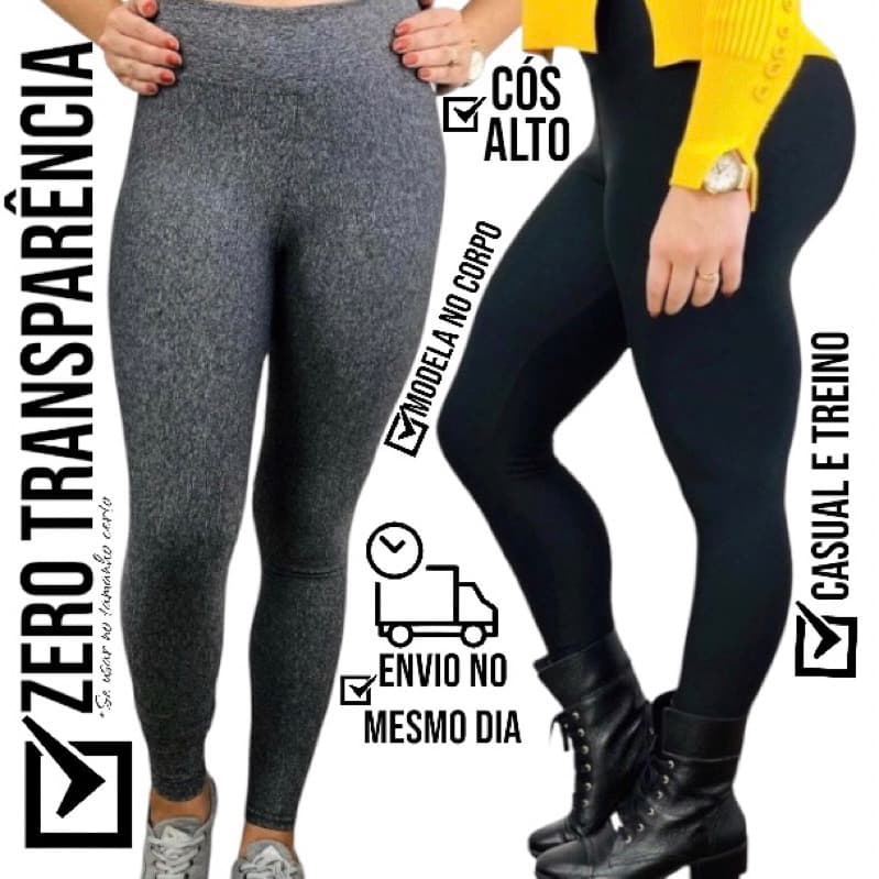 Calca Legging Básica Feminina Suplex Cintura Alta Fitness
