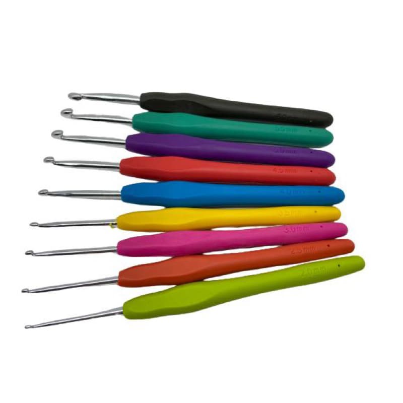 Kit Agulha Croche C/ 9 Unidades 2-6mm Cabo Emborrachado confortável Soft
