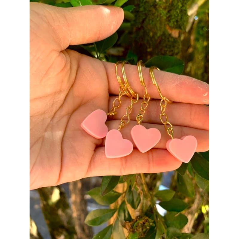 kit 15 Mini chaveiros personalizados coração rosa bb promoção somente coração rosa bb