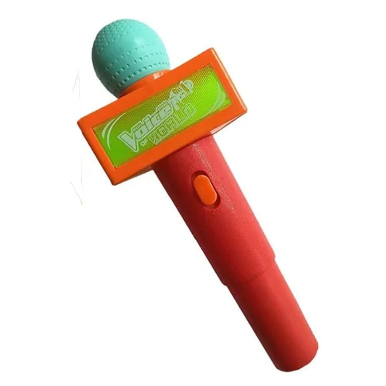 Microfone INFANTIL Reproduz sua Voz com LUZ e Som VOICE World Vermelho + Pilha  Microfone com Luz