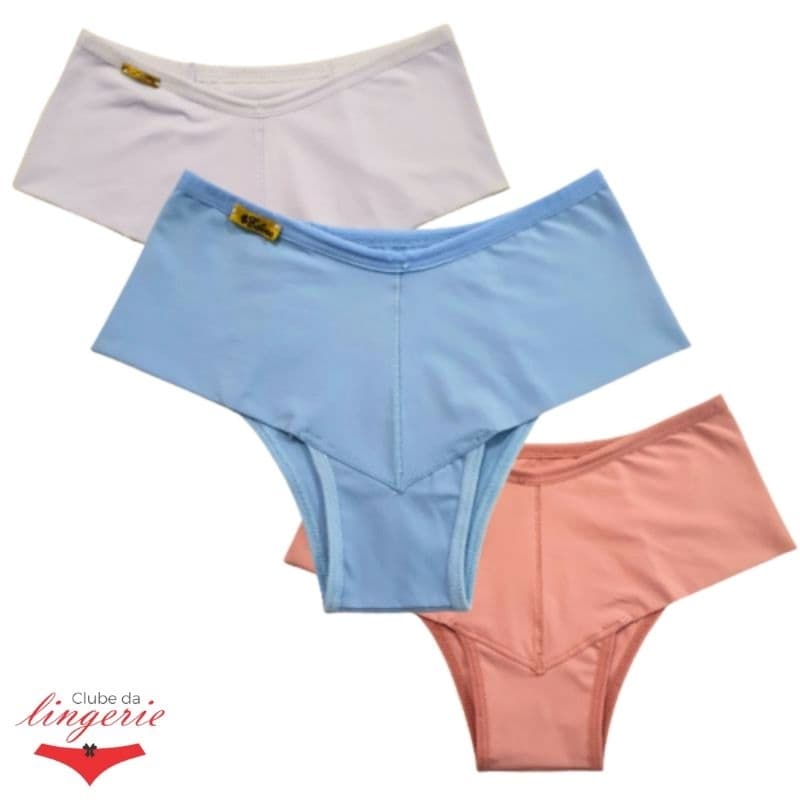 Kit 03 Calcinhas-Tangas Microfibra De Poliamida Bianca Com Cós Duplo Alto