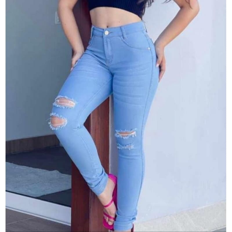 Calça Jeans Skinny Feminina Cintura Alta Com lycra Levanta Bumbum