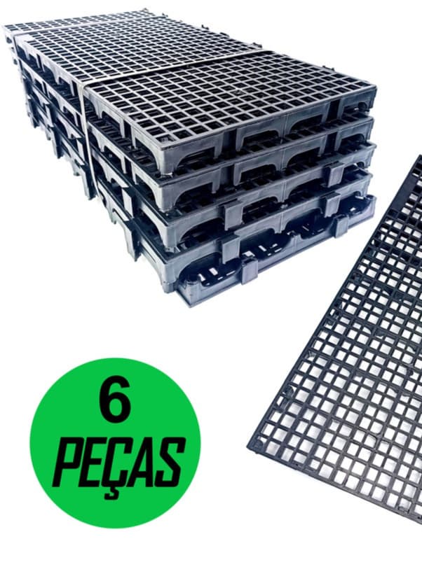 6 Tapete Banheiro Palete Pallet Estrado Plastico Preto