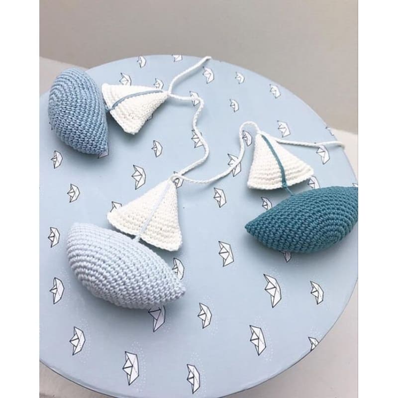 Varal de Crochê para Berço Menino Fundo do mar