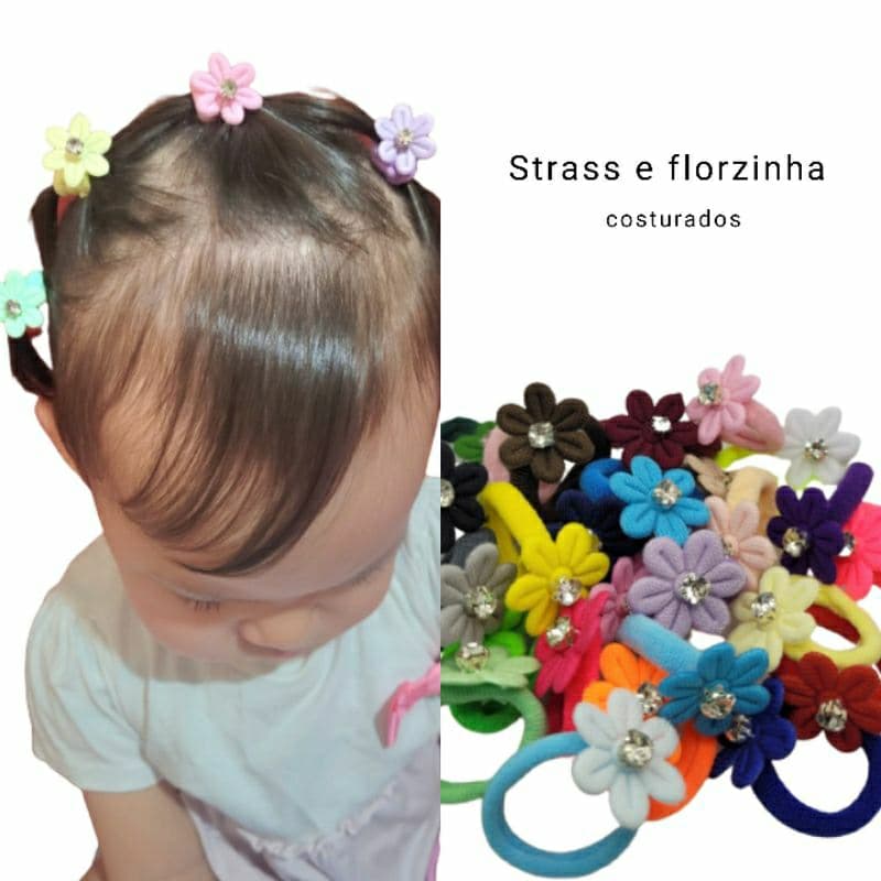 Kit xuxinhas lacinho florzinha strass cabelo bebe menina infantil