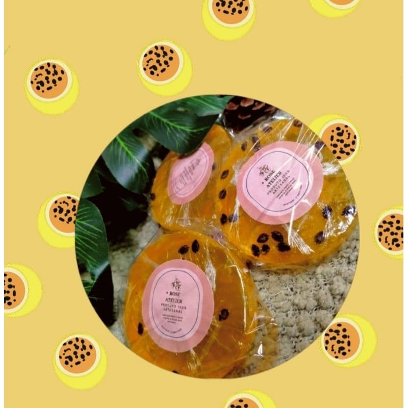 sabonete artesanal com sementes/ maracujá /kiwi 55g