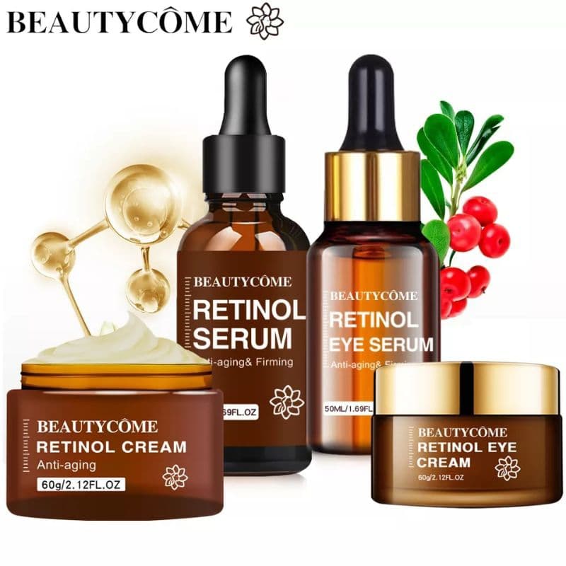 KIT RETINOL FACIAL E PARA OS OLHOS DA VIBRANT GLAMOUR - CREME + SERUM COM 4 ITENS