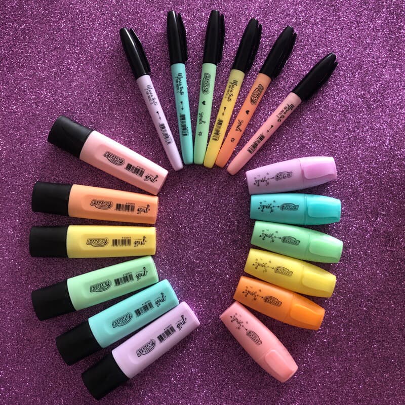 Marca texto tom pastel kit com 5 cores mini ou caneta fofa kawaii