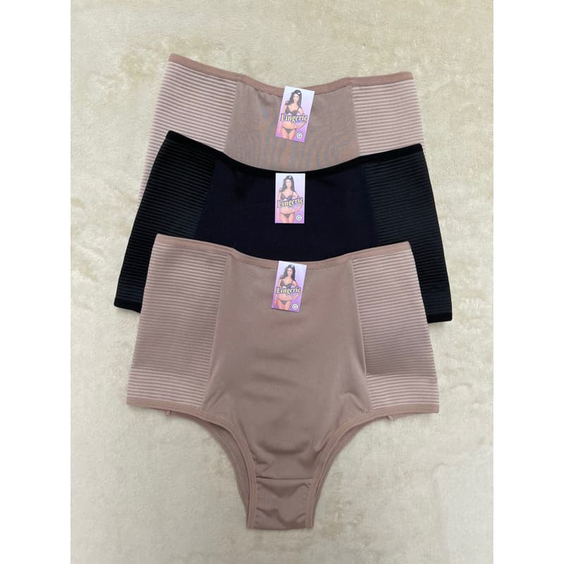 Kit 3 Calcinhas Cós Alto Cinta Modeladora Feminina Reduz Medidas