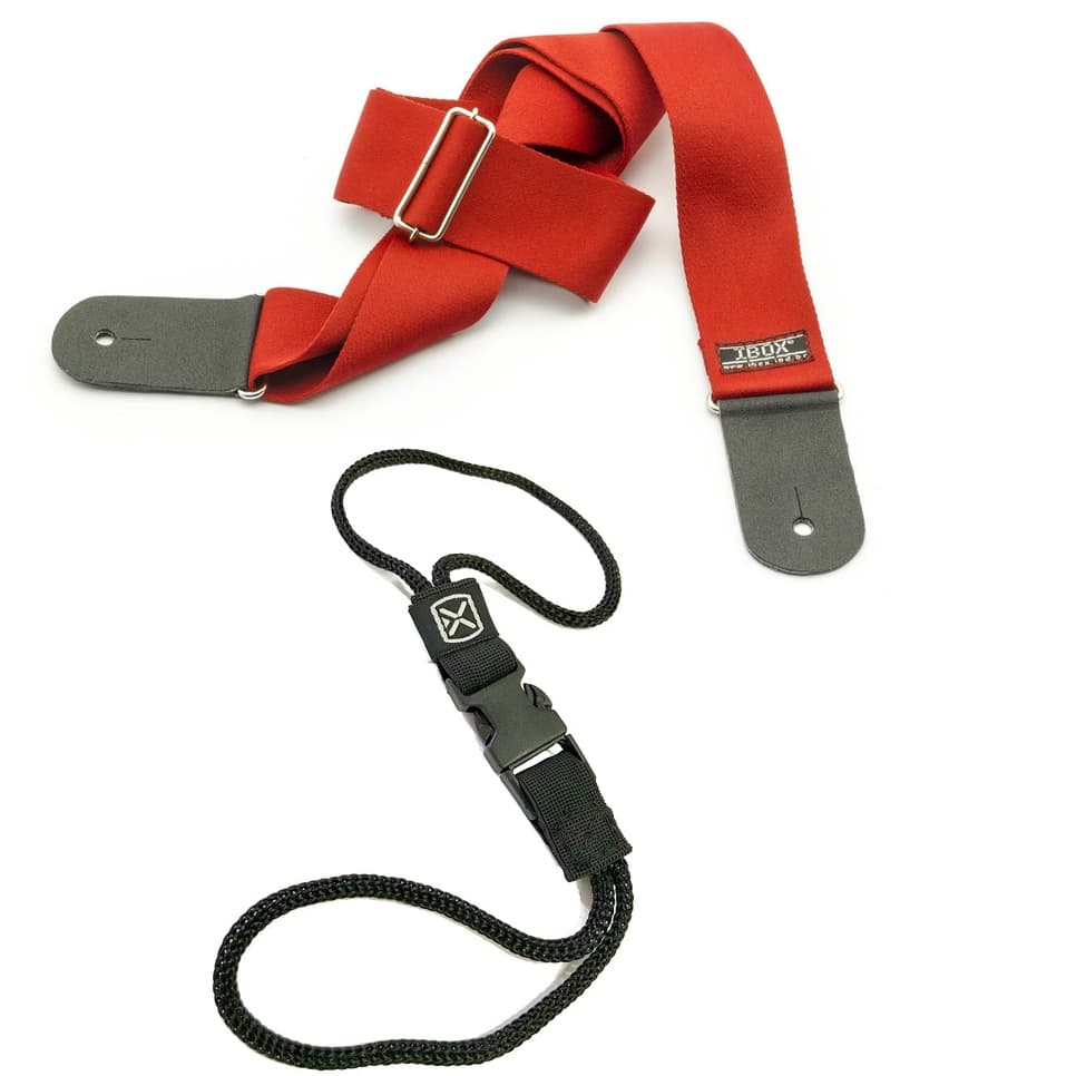 Correia Vermelho + Cordão Nylon Ibox Violão Novo