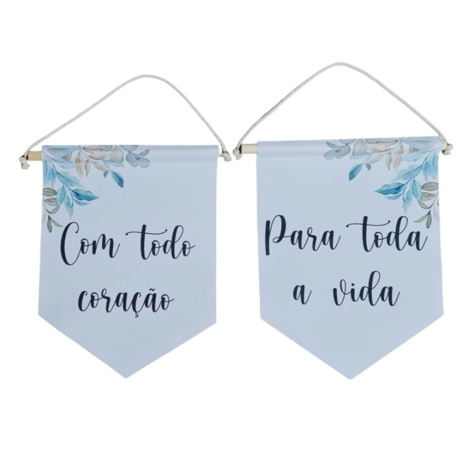 Flamulas decorativas com todo coração para toda a vida flâmulas para casamento kit com 2
