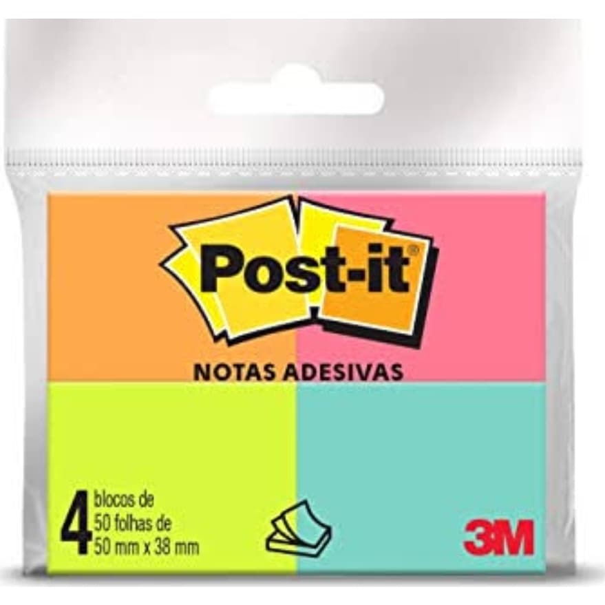 Bloco de Notas Post-it Postit Amarelo Colorido Rosa Azul Laranja Notas Adesivas 3M Material Escolar