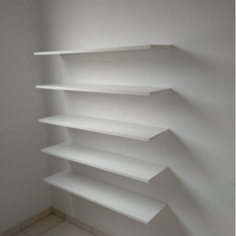 Kit 5 Prateleiras retas Branca - com Suporte invisivel decoração sala quarto Pç:2-30/2-40/1-50cm De Mdf