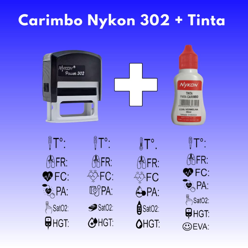 Carimbo Anotação de Enfermagem + Tinta para carimbo 30ml