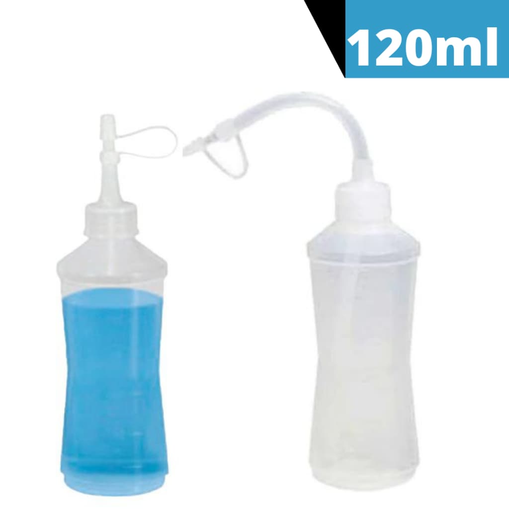 Frasco Almotolia Plástica 120ml BicoReto ou Curvo, para cola, óleo, alcool ... etc - UNIDADE