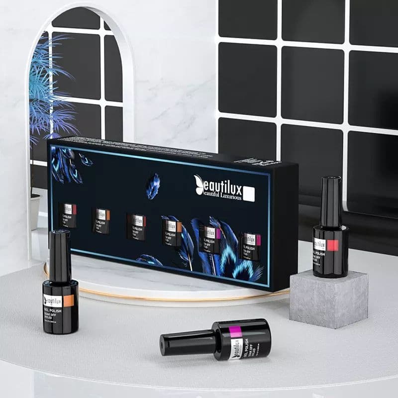 Beautilux esmalte em gel semipermanente, conjunto de esmalte em gel colecionável com luz uv e led ******6 peças