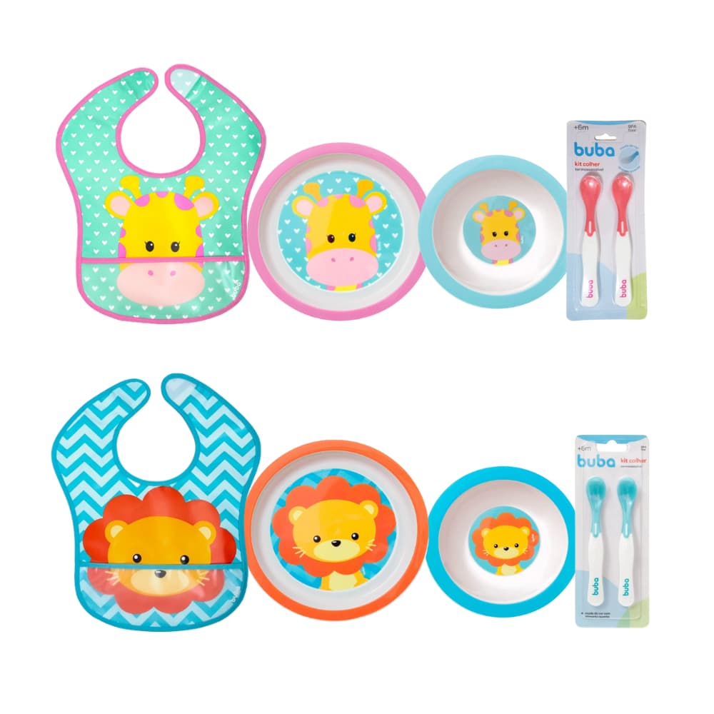 Kit Refeição Intrdução Alimentar Bebê  Pratinho, Bowl Babador Impermeável Pega Migalhas, Colher de Treinamento