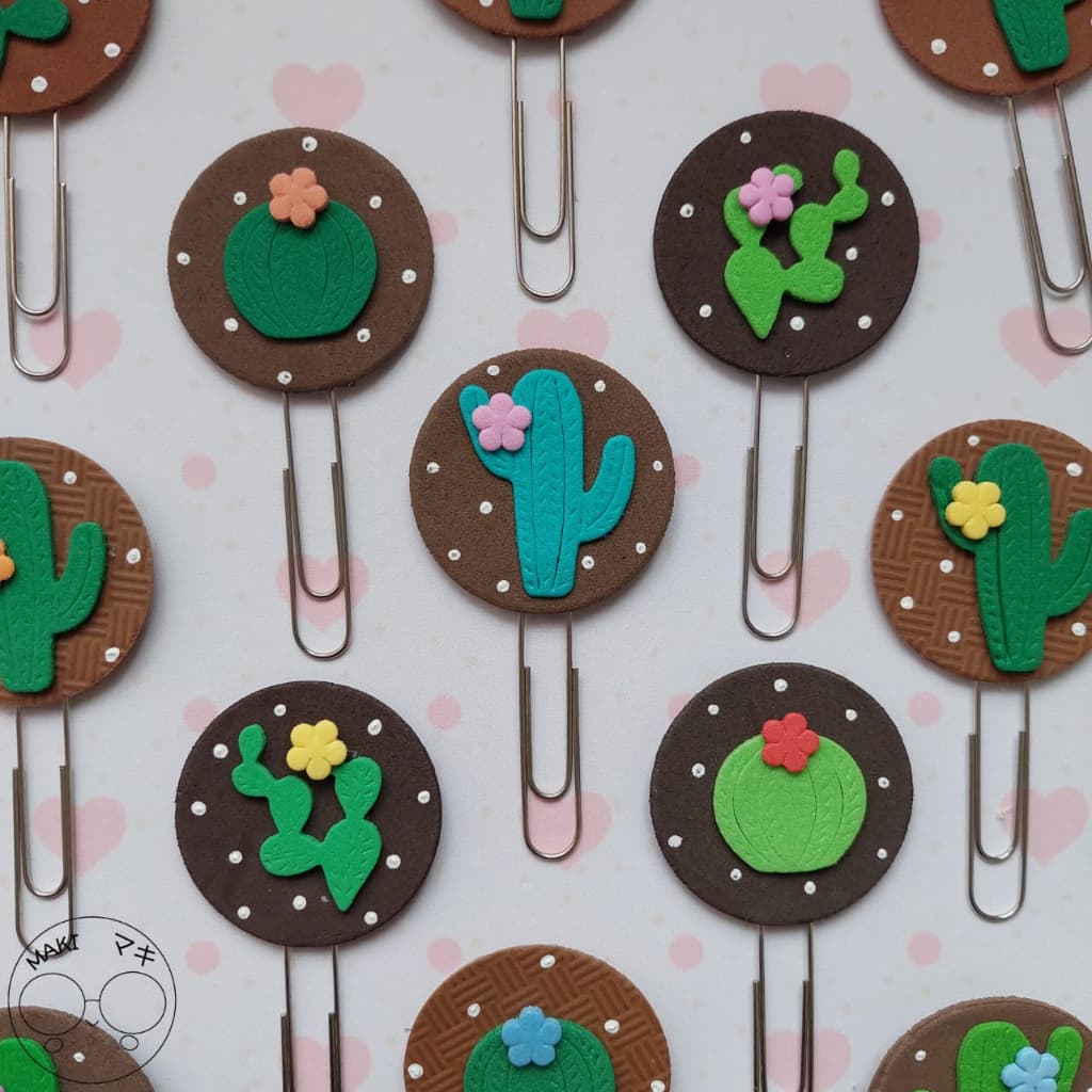 Kit 6 Clips Decorados Cactos - Papelaria - Clips de Papel