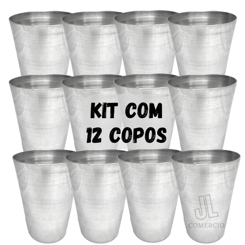 Jogo Com 12 Copos De Alumínio 400ml Caneca Para Festa Bar Presente Lembrança