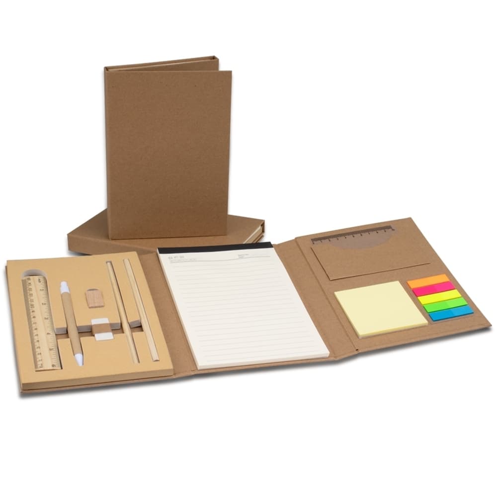 Kit P/ Anotações Ecológico C/ Pauta E Blocos Autoadesivos Régua Lápis E Apontador