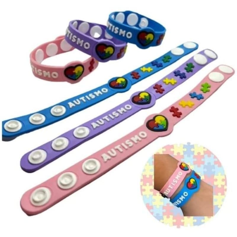 Pulseira de Identificação Autismo infantil. Toda emborrachadas de silicone