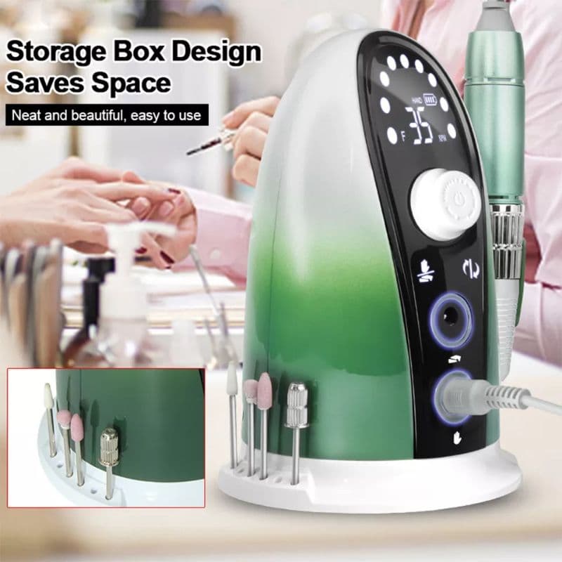 Broca elétrica para unhas, recarregável, portátil, manicure, máquina, 35000rpm, lixadeira de unha, salão de beleza, conjunto de brocas