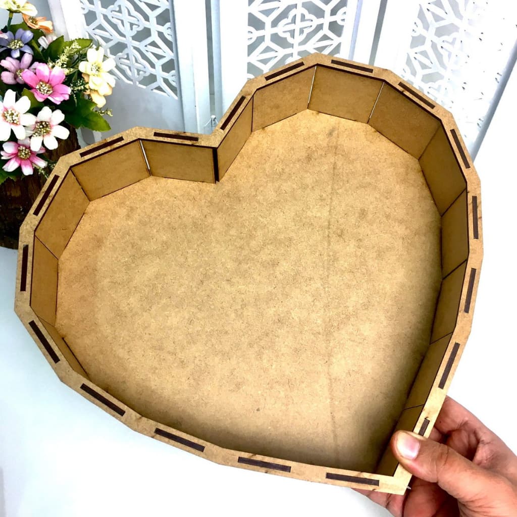 Bandeja Coração Dia das Mães MDF CRU 31x28x05 CM, Cesta café da manha, Kit Box, Presente, Revenda