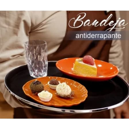 Bandeja Profissional Redonda Antiderrapante P/ Garçom 40cm Bar Restaurante