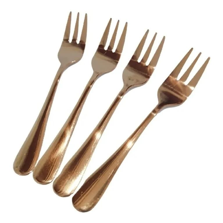 Garfinho De Sobremesa Rose Gold Garfo Dourado 4 Peças Mesa